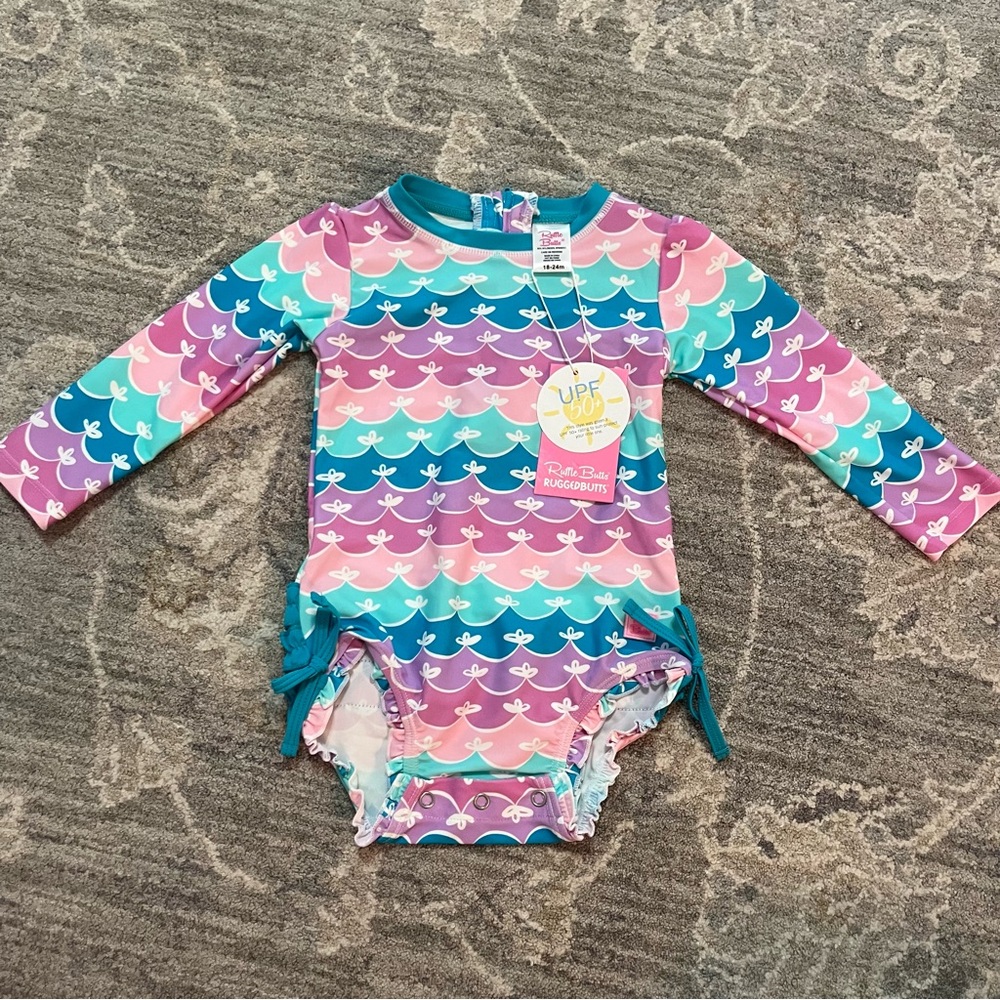 Ruffle Butts Multicolor Kids Swim One Piece 18-24 month